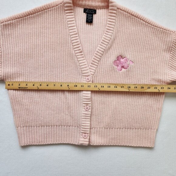 Sweet Society Pink Sakura Oversized Cropped Cardigan Sweater Soft Cute Cozy XL - Picture 11 of 12